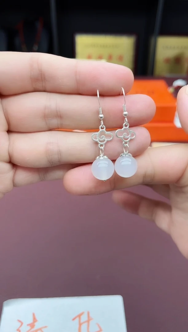 玛瑙/玉髓耳饰银S925镶嵌101000