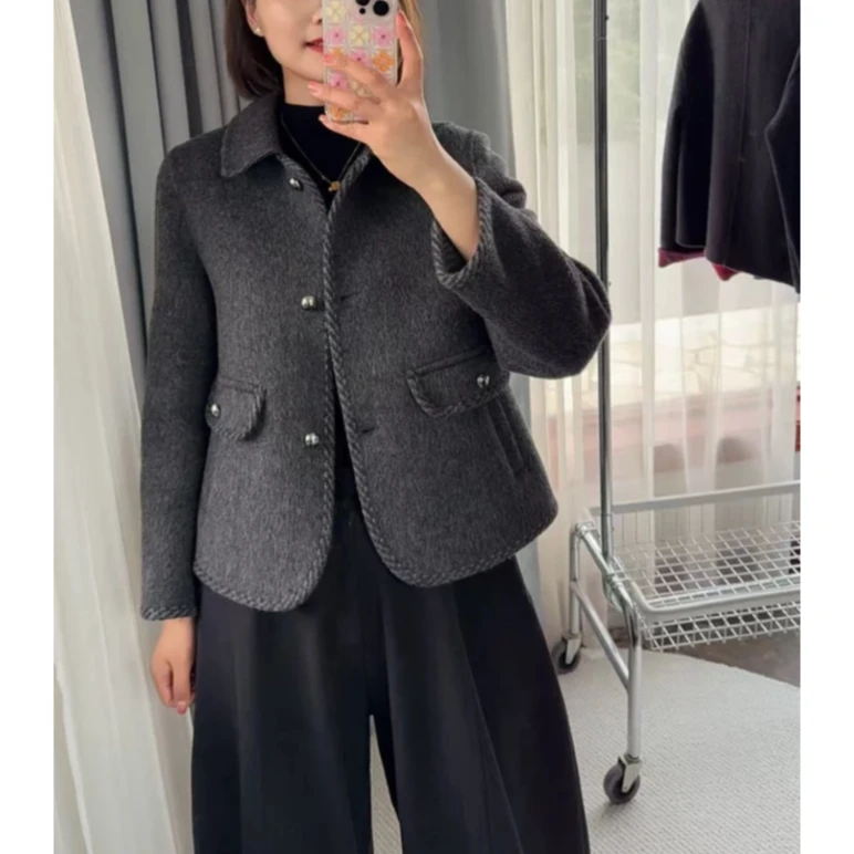 笛奴2503款新品短款秋冬加厚羊毛外套毛呢气质款小香风女休闲士