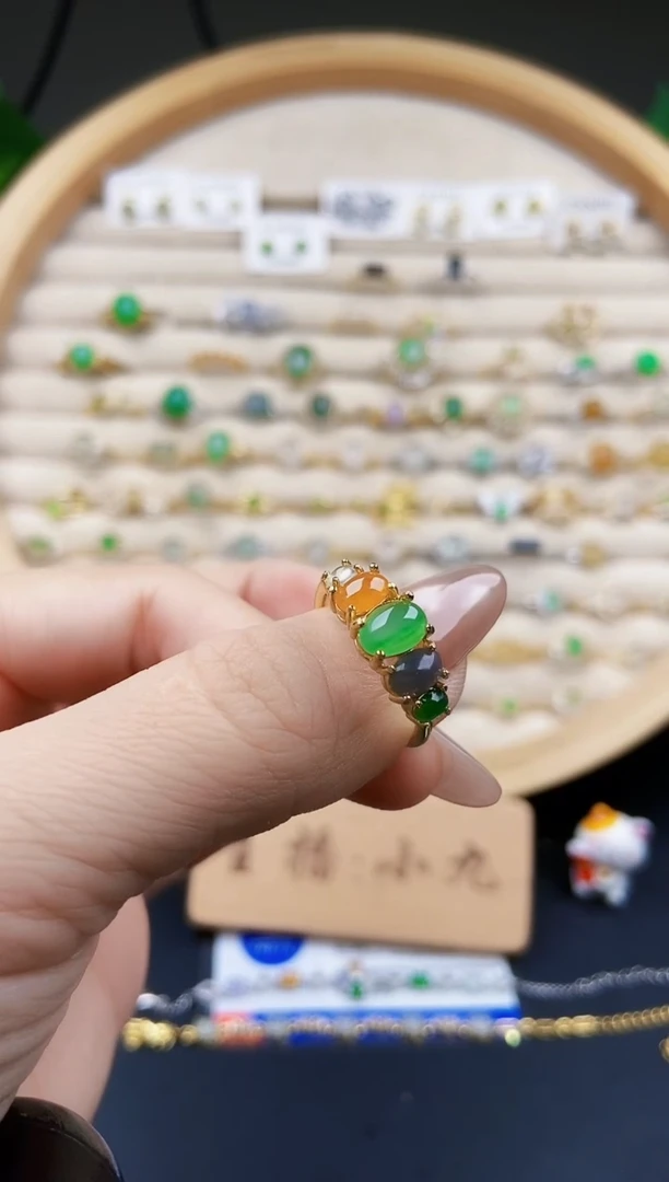 翡翠戒指银S925镶嵌12
