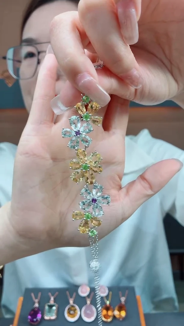 手链银S925镶嵌水晶水晶手链