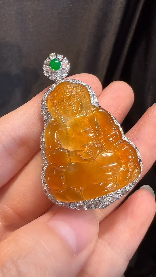 吊坠(不含链)18K金镶嵌翡翠L6吊坠