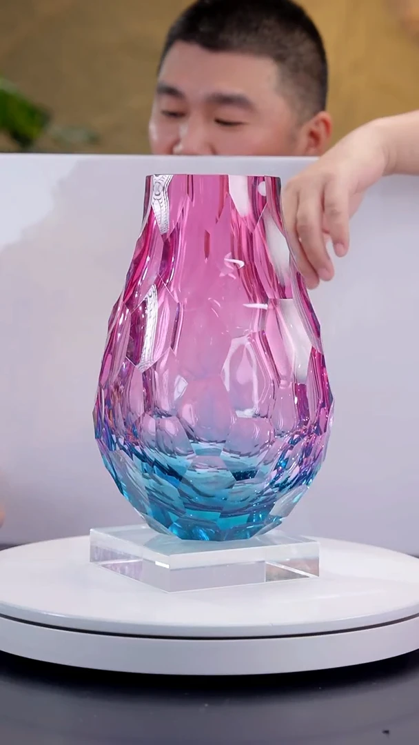 摆件金红蓝凹面水滴瓶