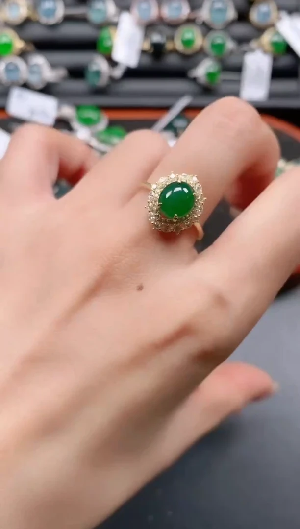 银S925镶嵌戒指翡翠11