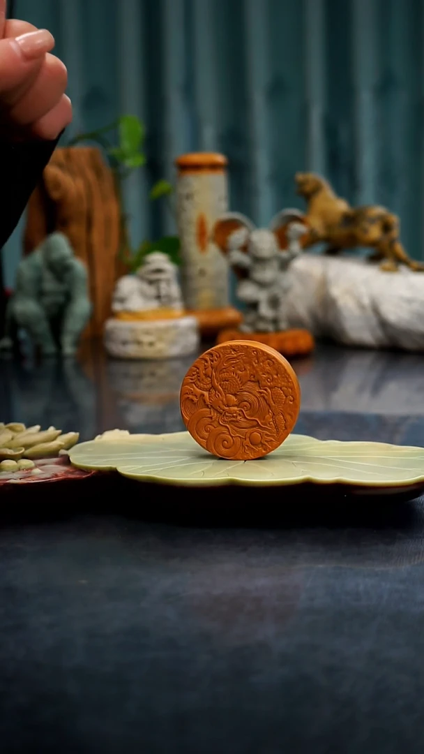 【闪购商品】松花石双面龙饼盖置