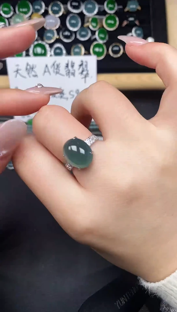 银S925镶嵌戒指翡翠23783