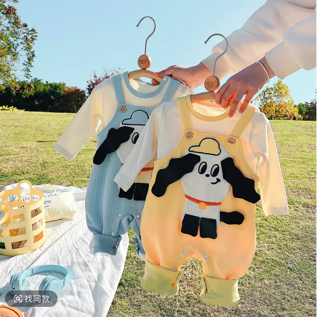 背带裤送内搭婴儿四季连体衣新款男女宝衣服秋季超萌外出服婴幼