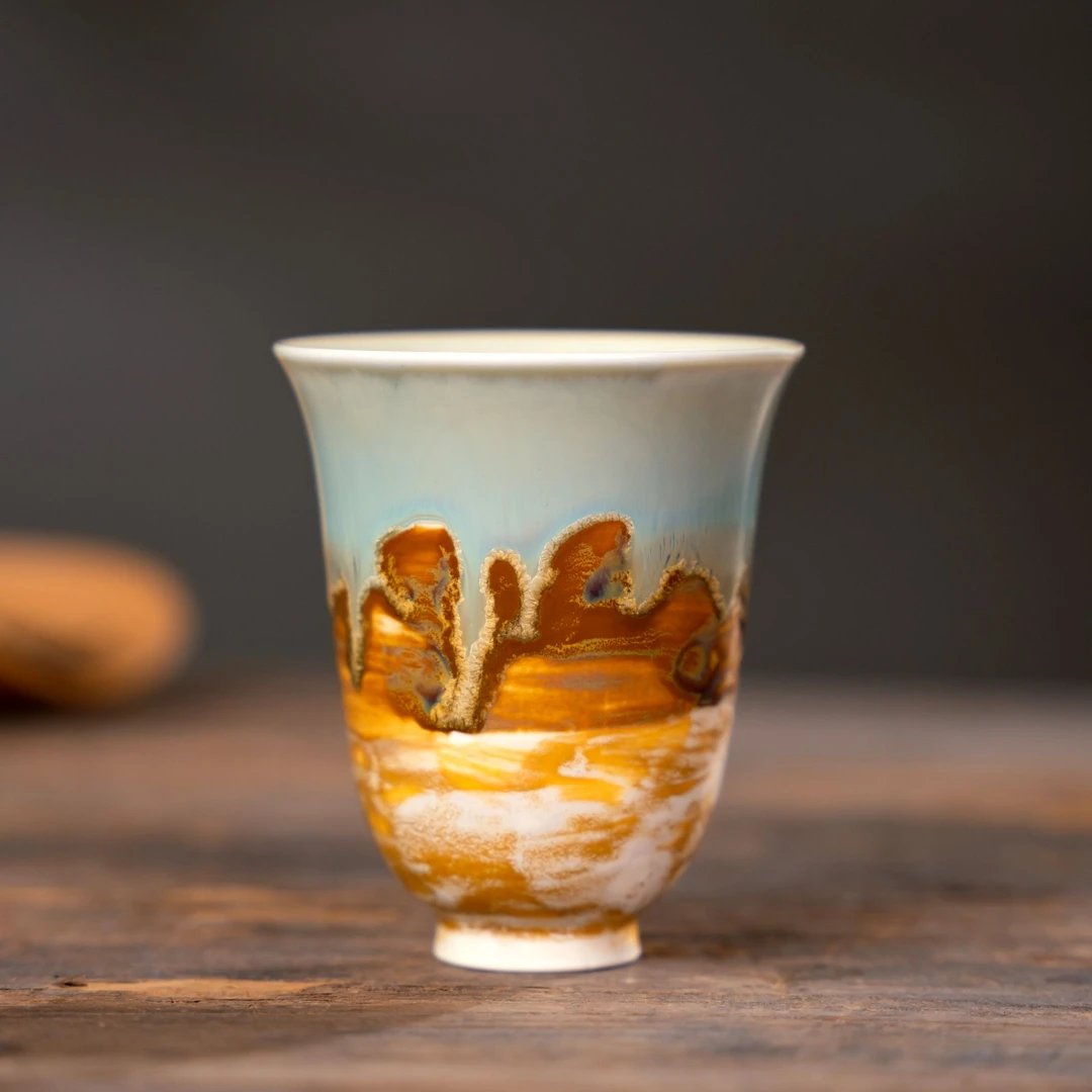 繁花·黄沙碧落145ml花神杯 茶杯 新中式茶具 情侣杯 送礼生日礼物