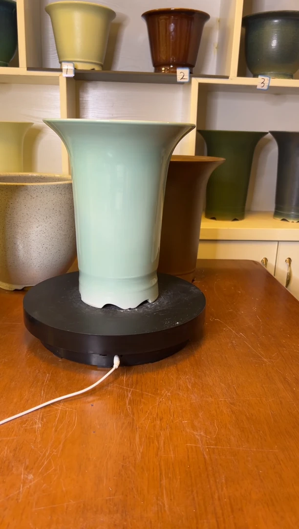 天青高腰陶瓷花盆高28外口22内口16