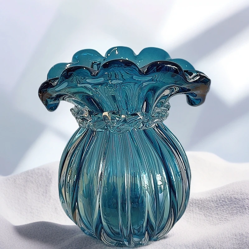 23-999海蓝花瓶轻奢摆件琉璃纯手