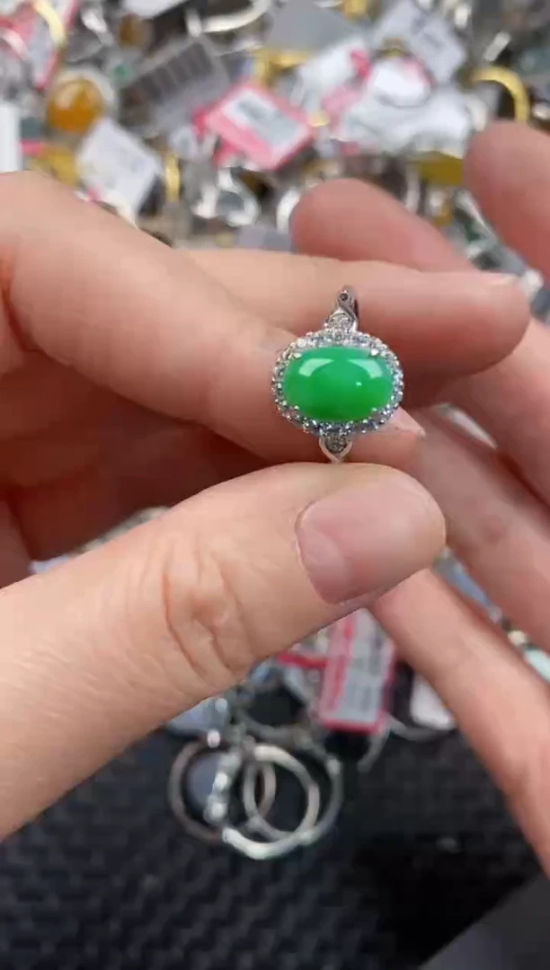 银S925镶嵌戒指翡翠555   4