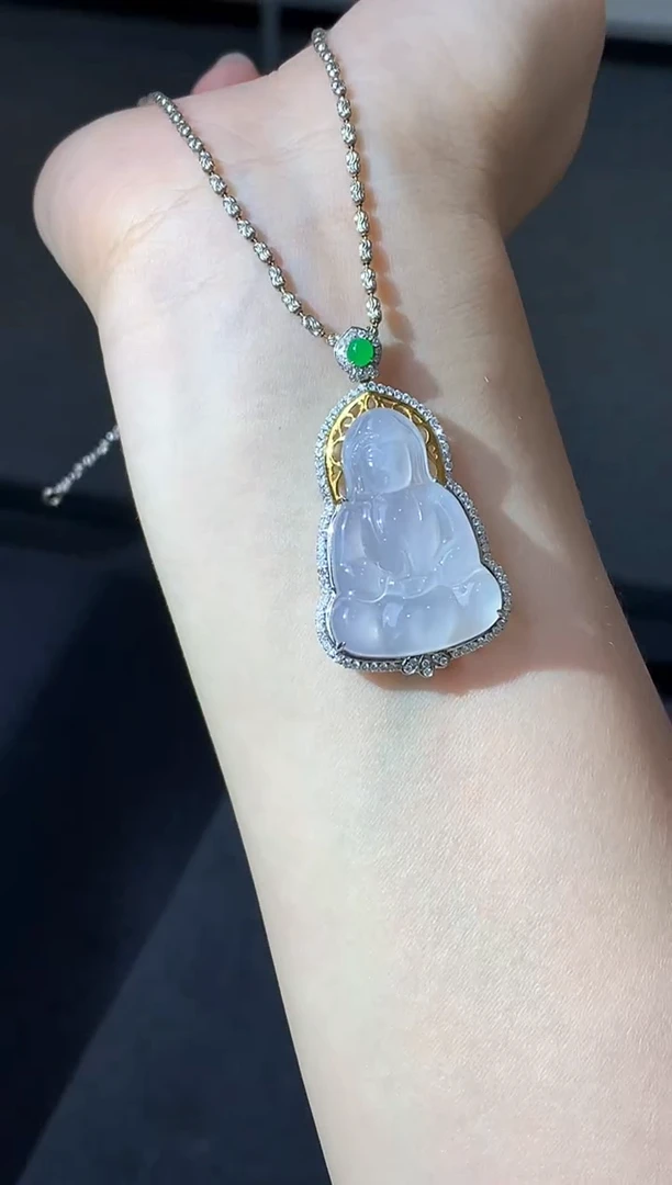 吊坠(不含链)18K金镶嵌翡翠595-中国好珍宝