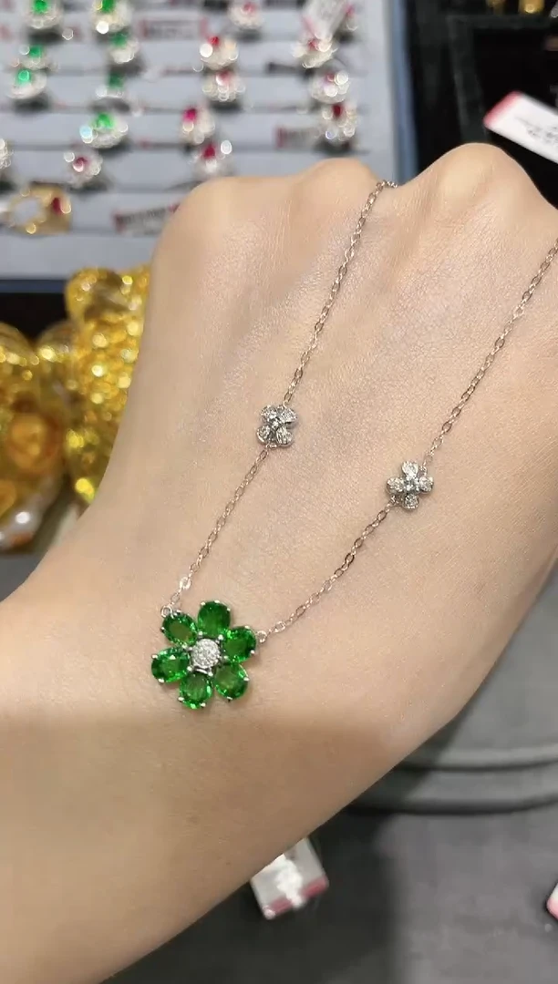 石榴石（沙弗莱）项链18K金镶嵌项链