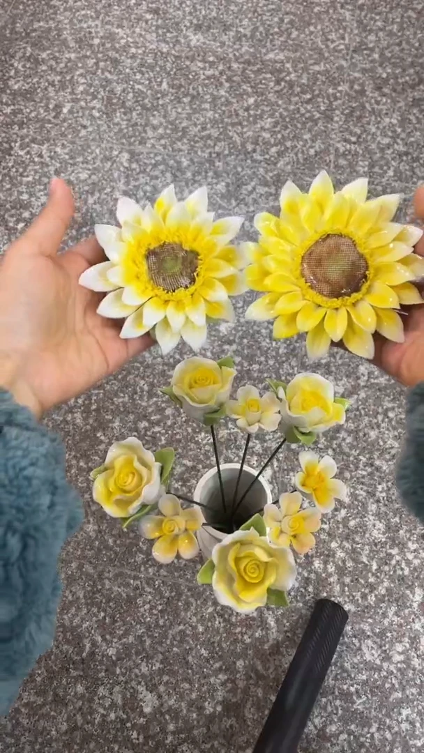 【闪购商品】陶瓷陶瓷花-向日葵2玫瑰4小花4