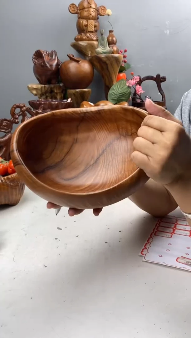 香樟木A39元宝果盆/尺寸24*18*12