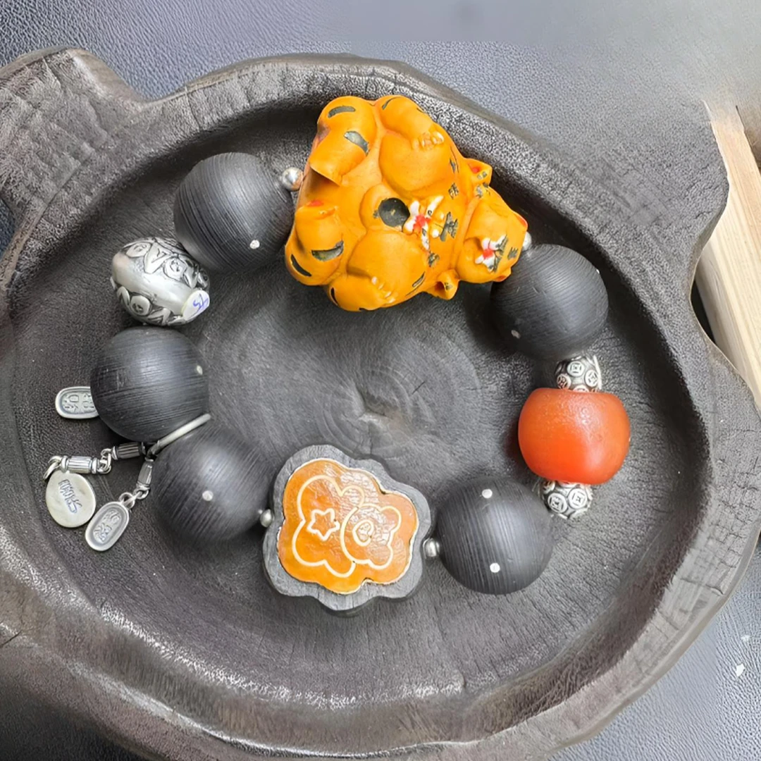 楽趣原创个性大鹿角母子虎手串成品