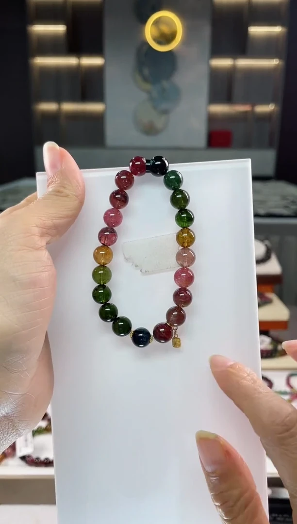 未镶嵌老矿碧玺单圈手串9mm+碧玺（多样性发一条）Q