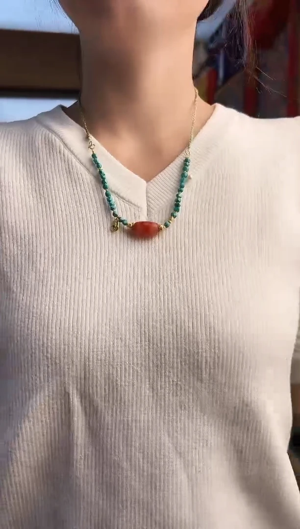 未镶嵌项链玛瑙/玉髓三眼项链