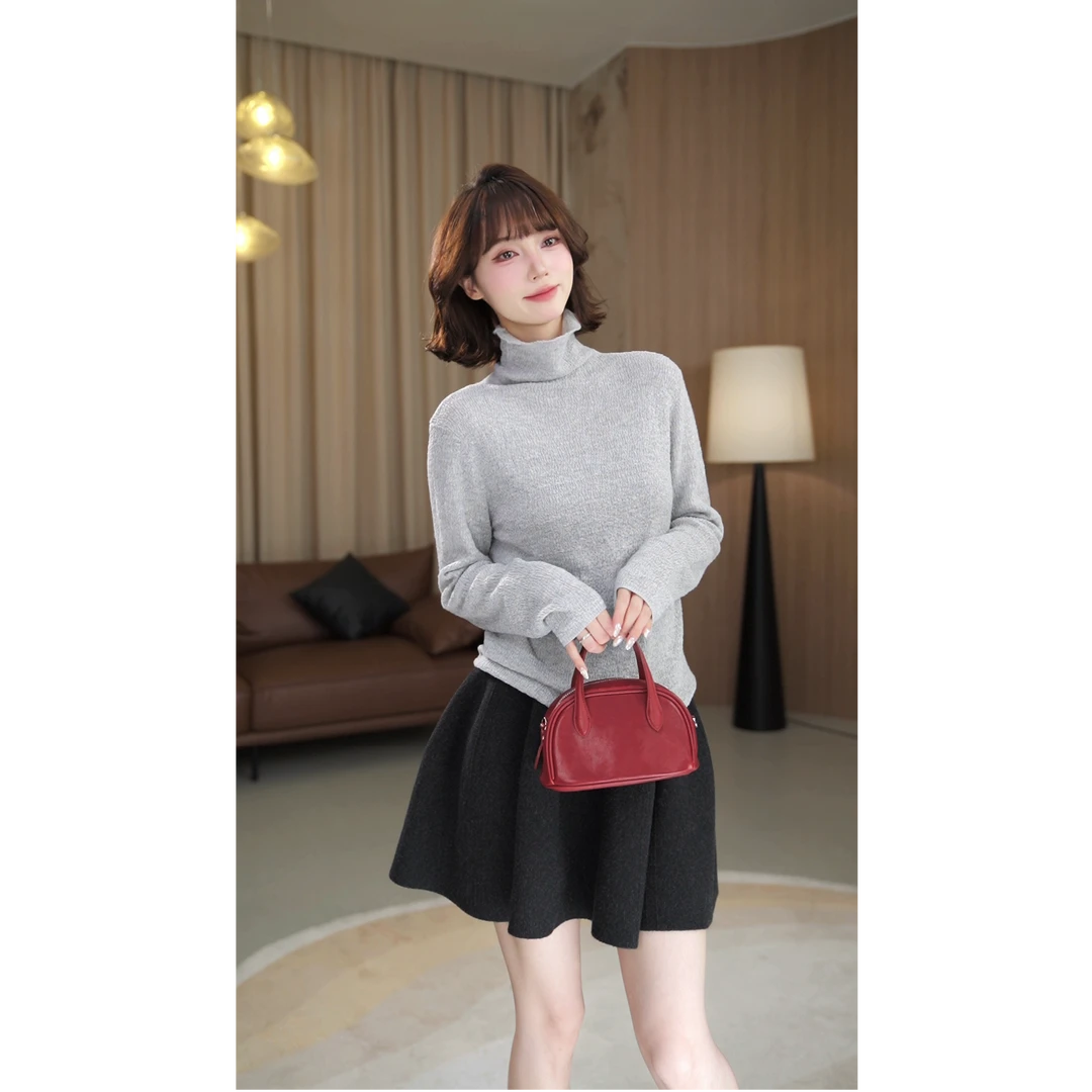 10.17【薇薇绮】时尚肌理感高领针织打底衫亲肤百搭显瘦 E361