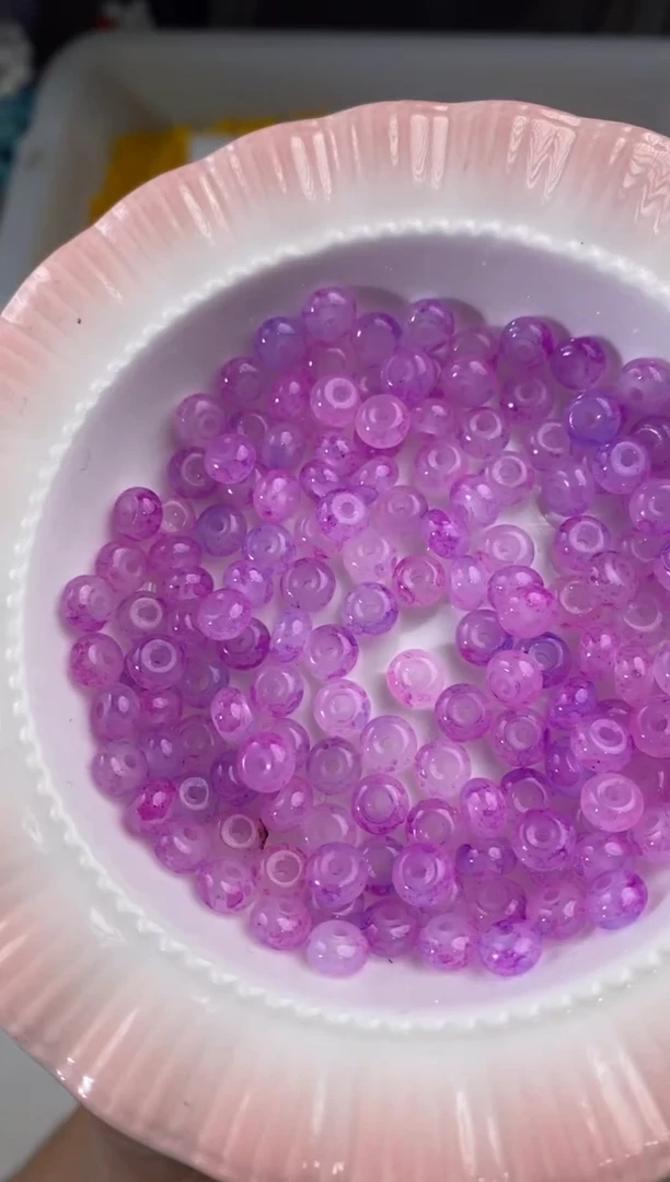 玻璃2102卡6算盘珠拉丝300颗粉紫色