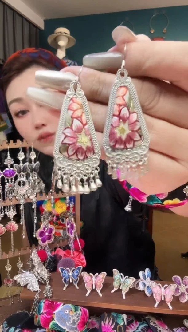 刺绣纯手工民族风刺绣耳环