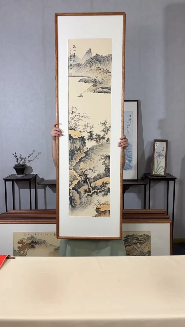 国画手绘*溪山寻幽*52*172cm带框发货