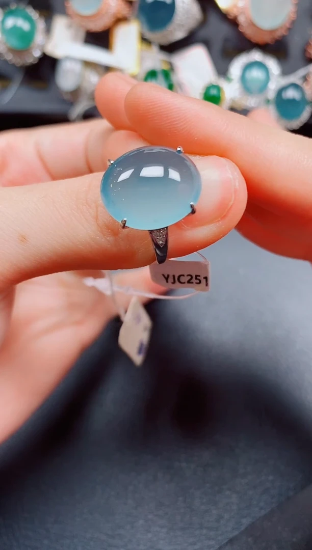 银S925镶嵌戒指翡翠翡翠