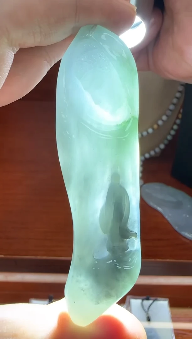 未镶嵌挂件翡翠A货翡翠孤品国雕谢林工