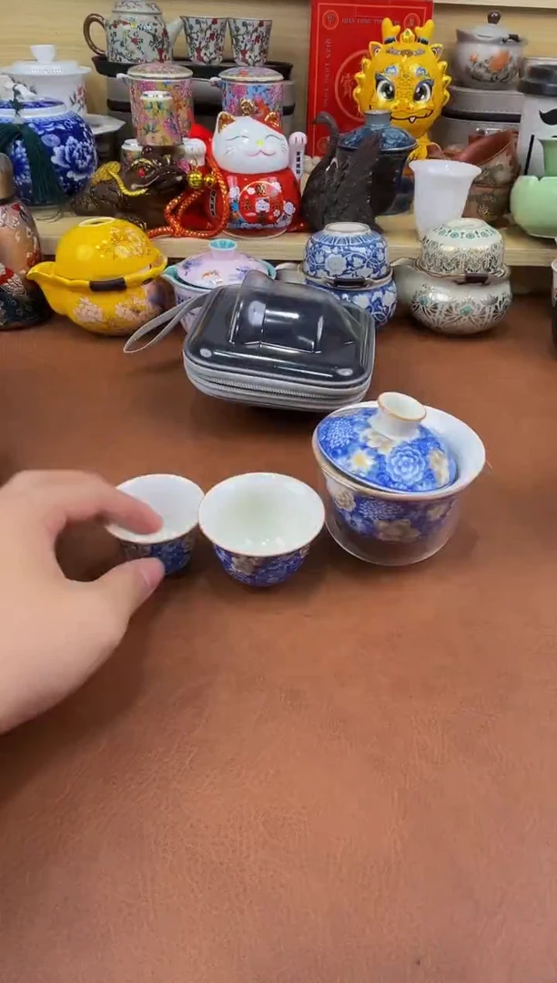 陶瓷茶具摆件旅行套组