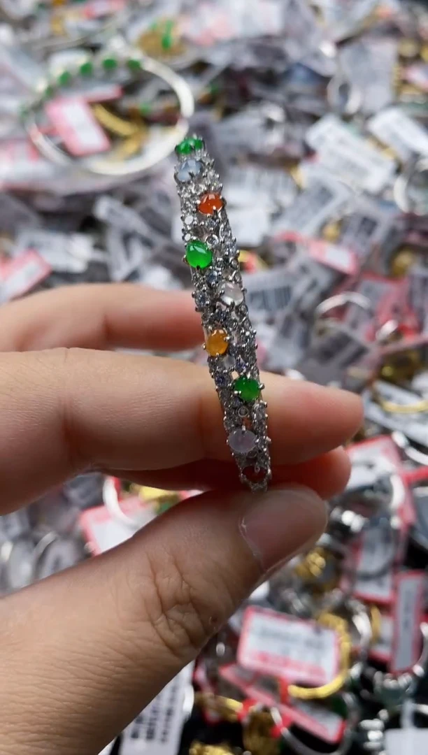 翡翠戒指银S925镶嵌66666   4
