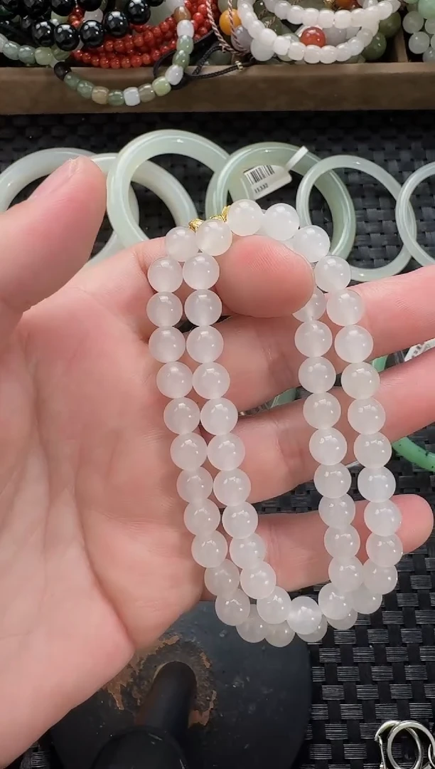 颈饰未镶嵌和田玉8mm女神链