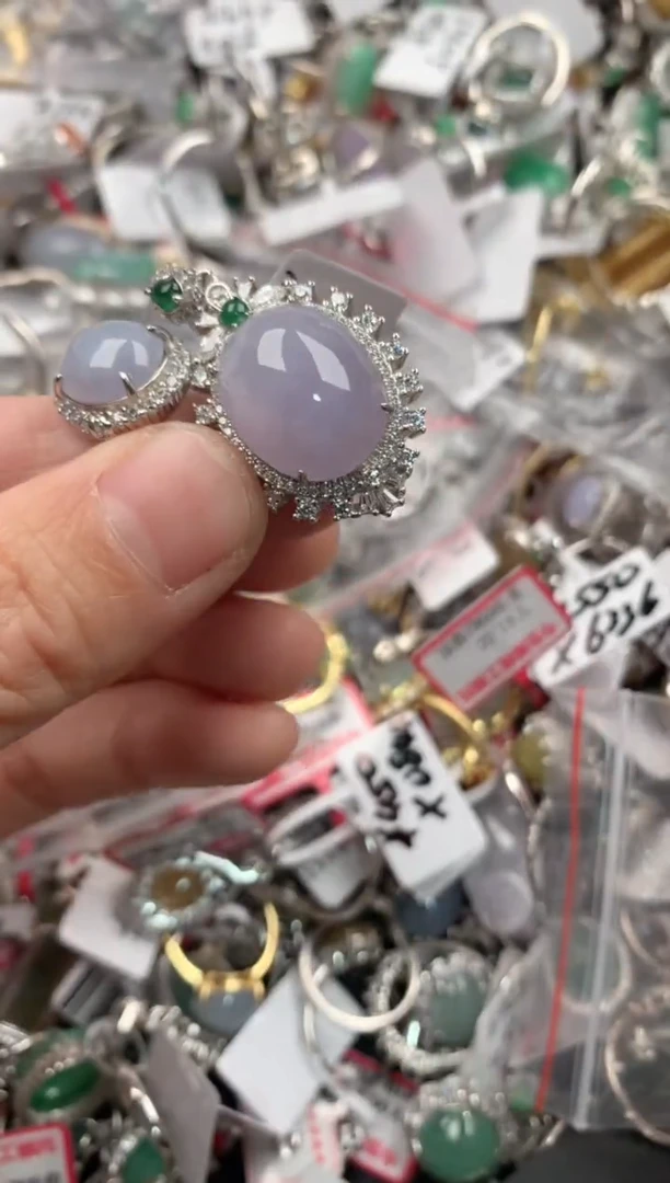 银S925镶嵌戒指翡翠5555----3