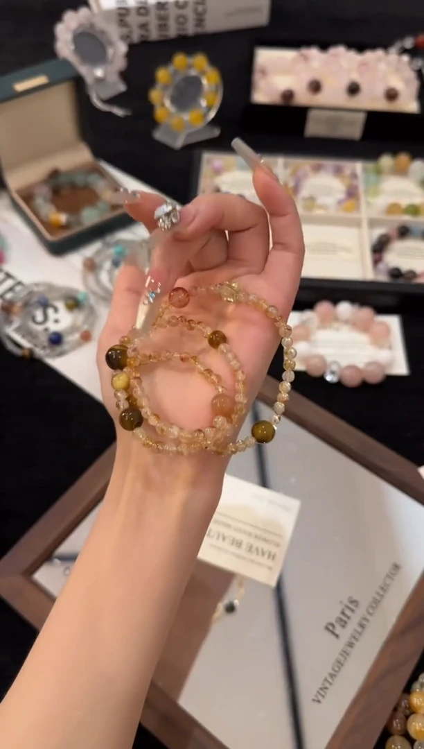 合金手链水晶黄塔晶三圈x2725