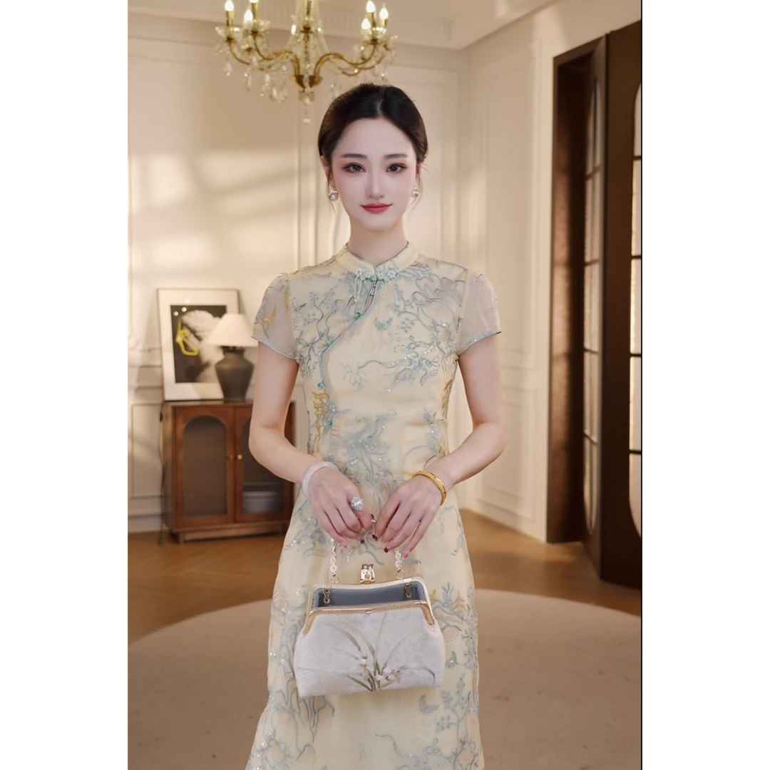 【双双&GERTCOREL】金缕韶华 新中式国风刺绣旗袍连衣裙 GC252L1092