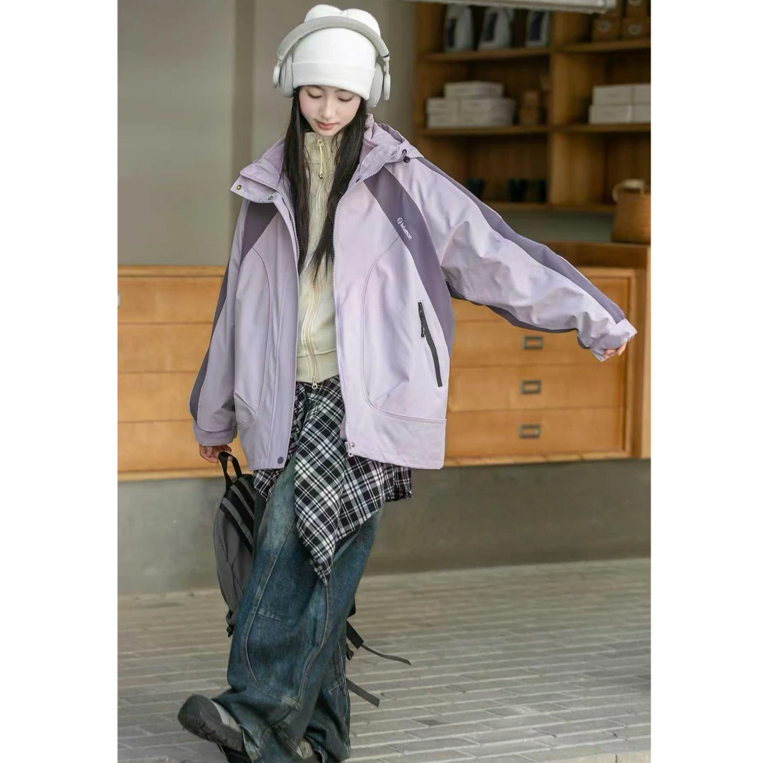 【恬颖KIDS】秋季新款女童夹棉加厚冲锋衣外套儿童洋气上衣中大童潮