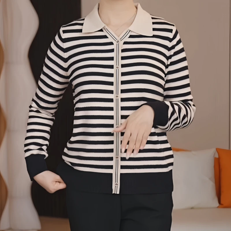 2025年秋冬新款时尚中年妈妈装洋气休闲宽松遮肉显瘦打底针织衫女