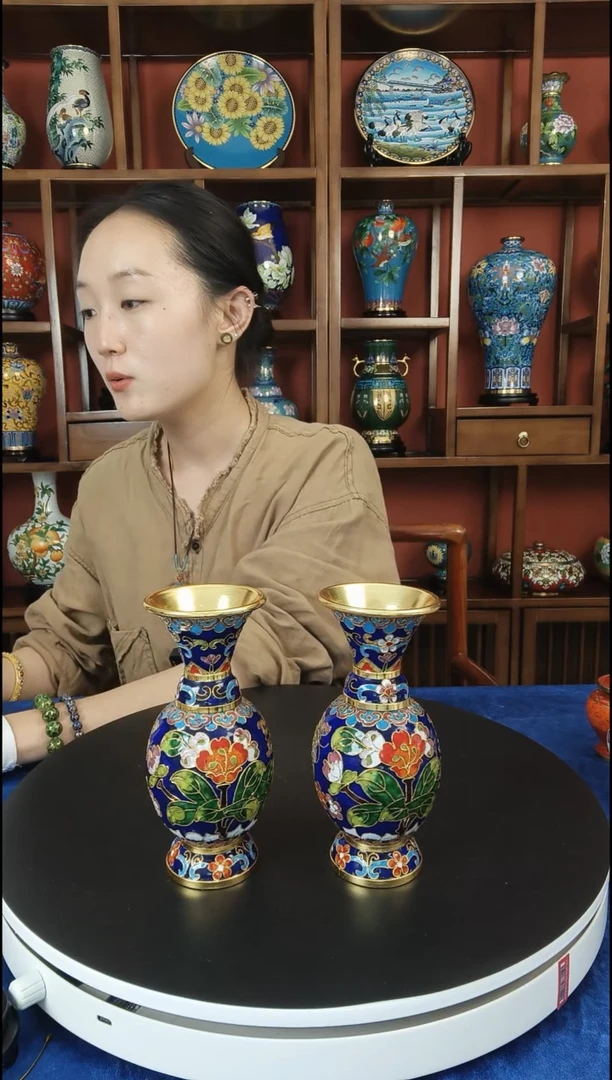 手工艺品琉璃?***?花觚一对