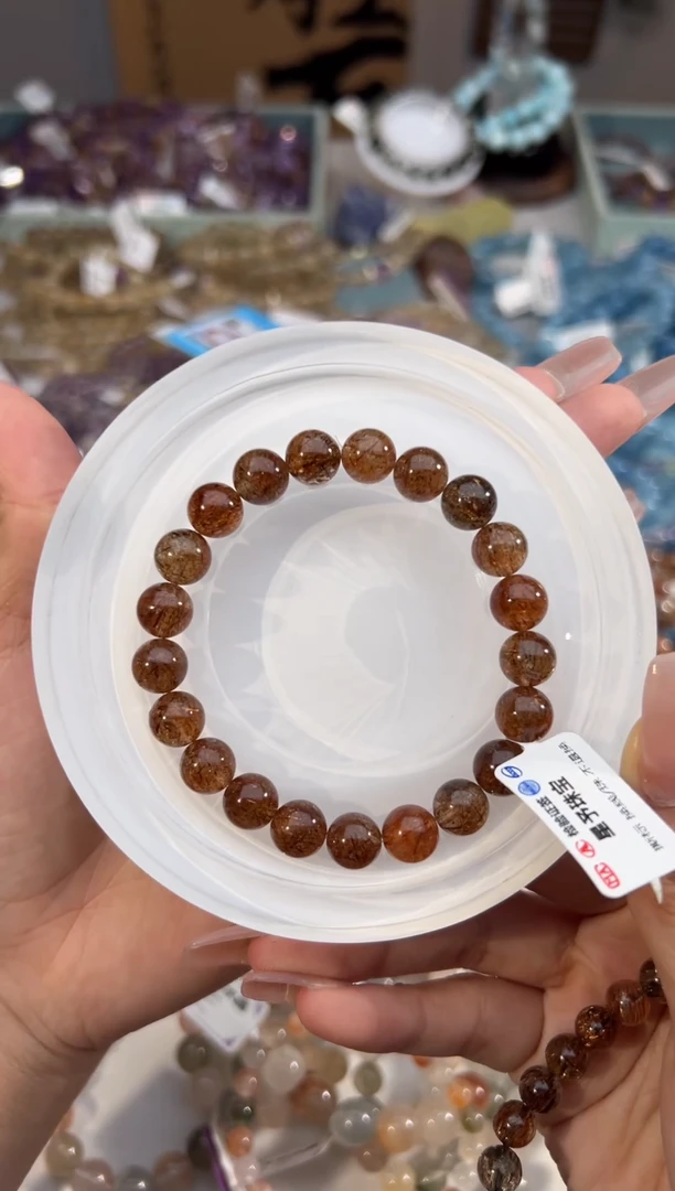 水晶手串未镶嵌黑金超七手串9+