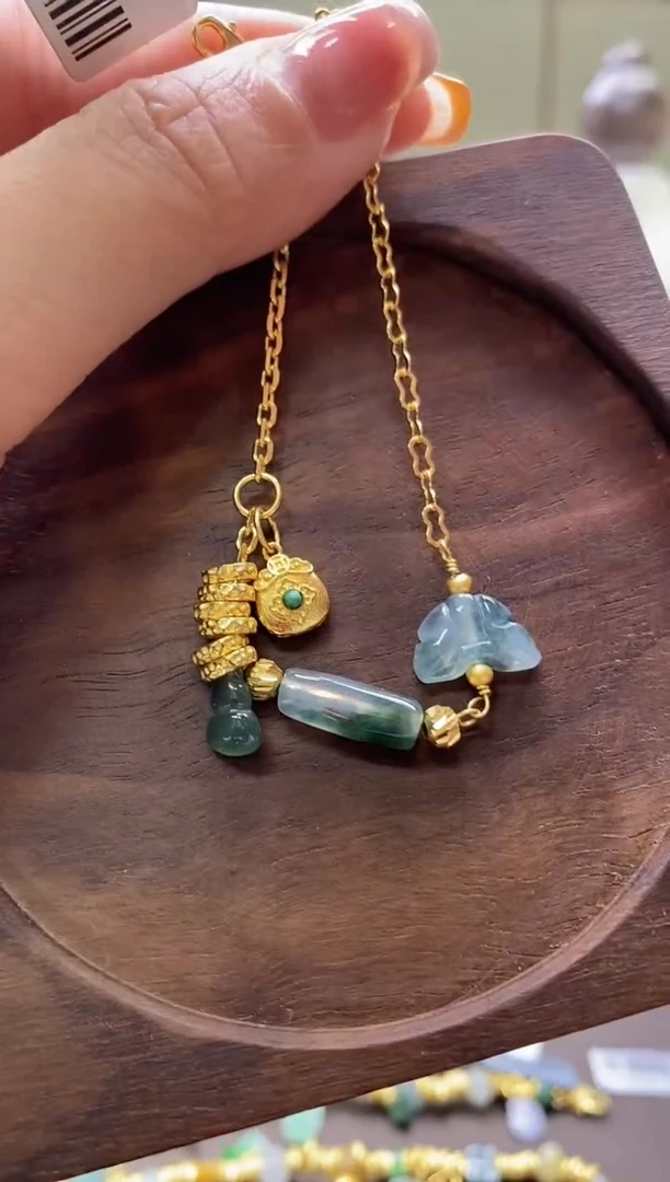 翡翠银S925镶嵌颈饰净货12685