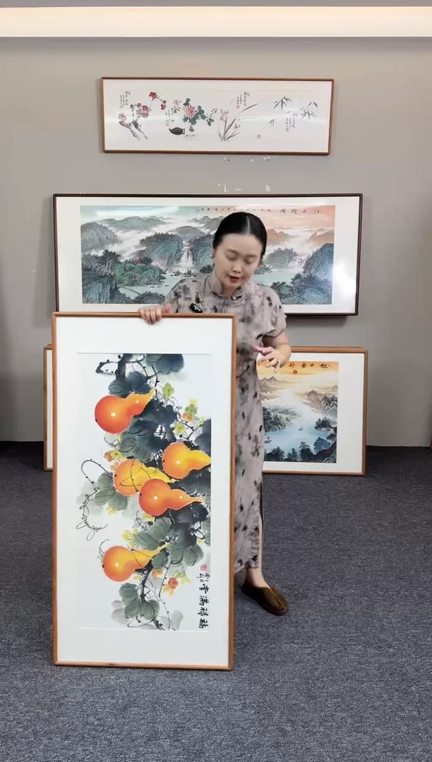 国画葫芦120*60手绘作品
