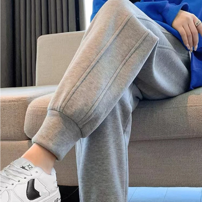 春秋新款华棉束脚运动裤男女宽松束脚显瘦休闲卫裤保暖外穿