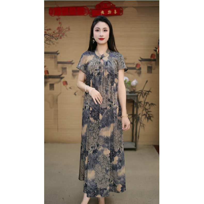 【妮可 秋高气爽 有袖】·女装碎花裙瘦连衣裙气质长群 8969-1