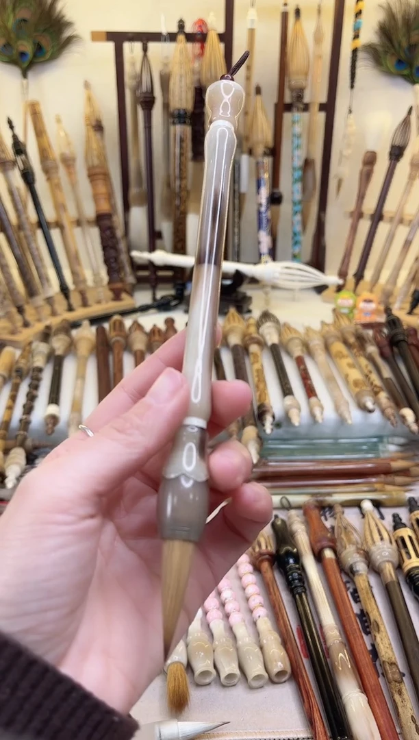 【清水试笔，拒绝蘸墨】墨琳笔庄毛笔1支牛角莲花