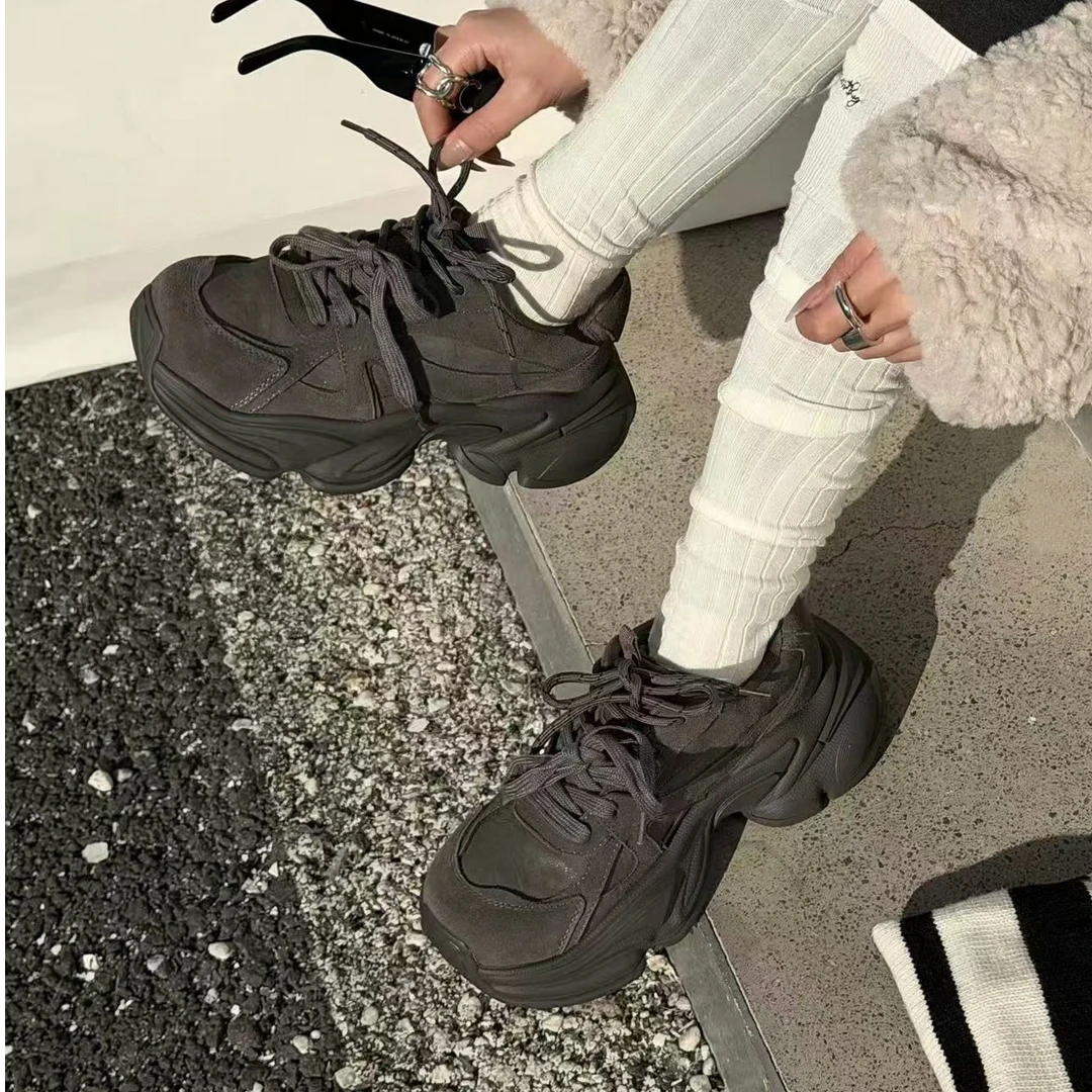 诗姗姗2026新款老爹鞋女厚底拼色运动休闲鞋2123-03