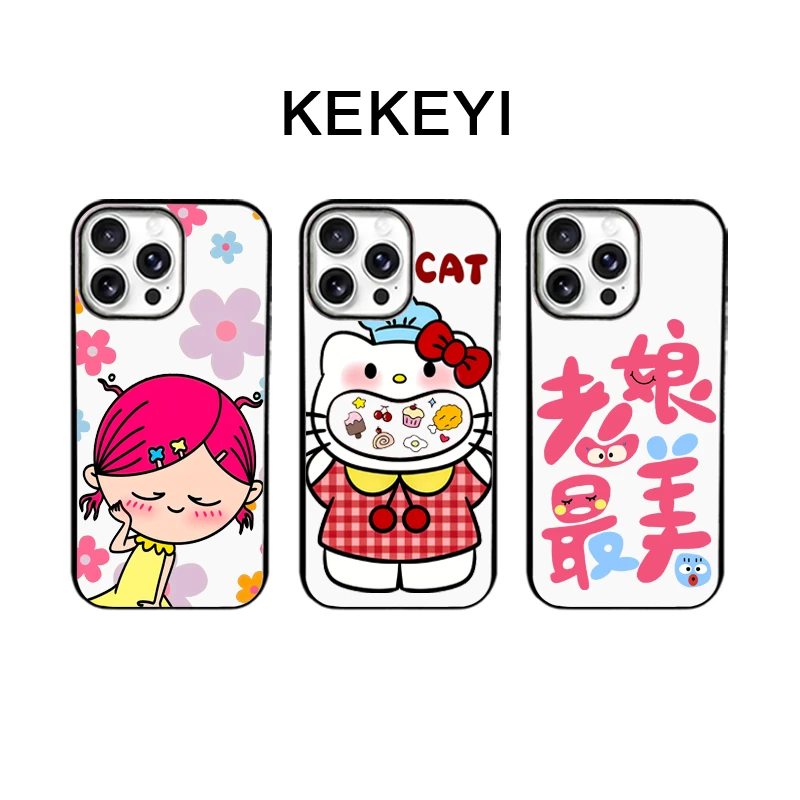 卡通小美适用于苹果iphone16防摔ins磁吸亚克力二合一黑框手机壳