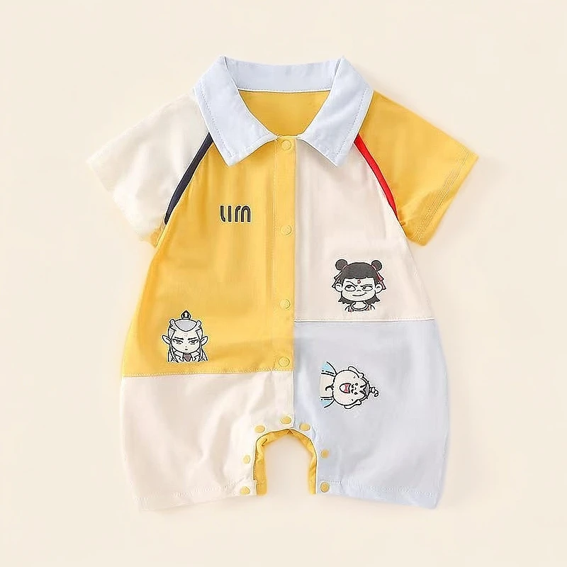 【夏季】新款三个人物哪吒之魔童降世对开哈衣男女宝宝洋气卡通童装