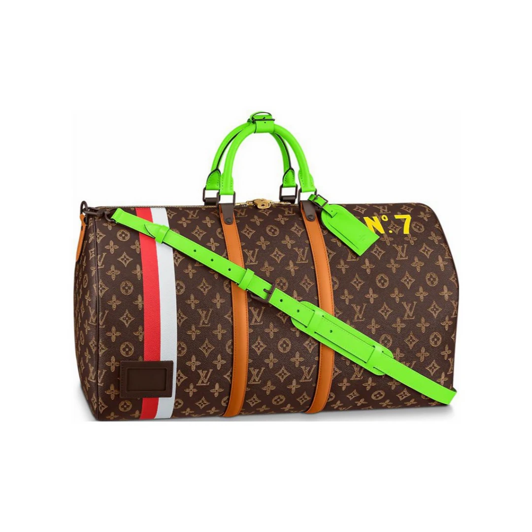 99新 LouisVuitton/路易威登 N7秀款keepall55限量棕老花 旅行袋