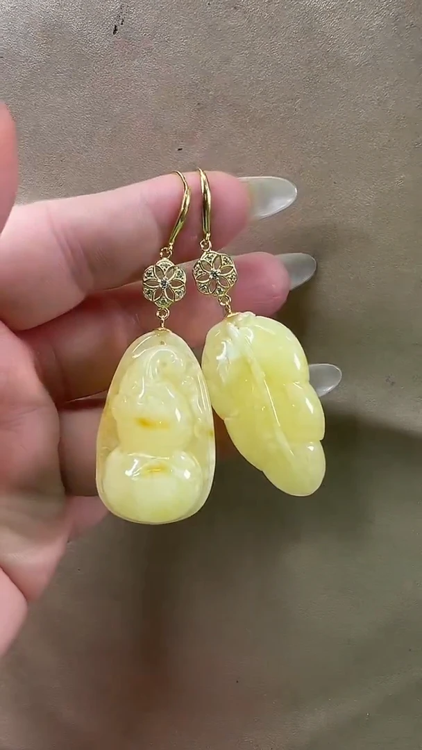 琥珀颈饰未镶嵌耳环