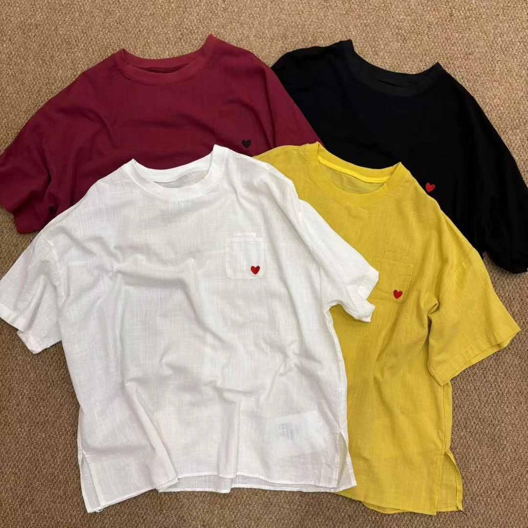 大脸慧推荐款#1986#5959#爱心刺绣短袖T恤 X