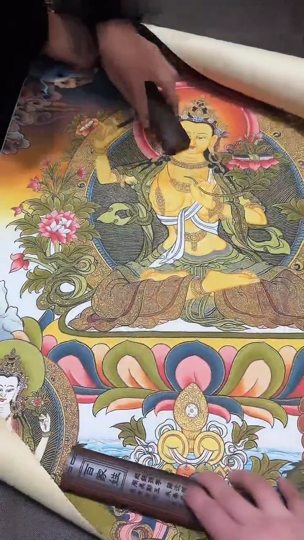卷轴画【主播精品】高端卷轴画——唐卡AA38妙音天女