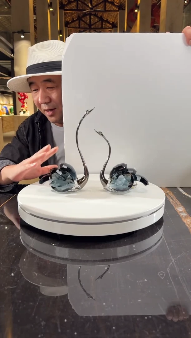 摆件CS0103050墨兰水晶天鹅一对